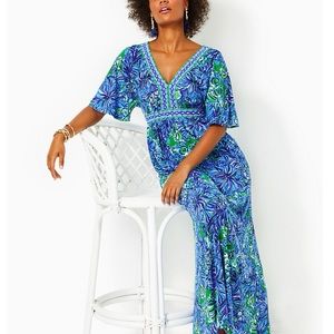 Lilly Pulitzer-Addison Elbow Sleeve Maxi Dress - Turtle Awe
